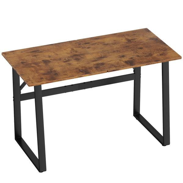 Secretária Estilo Industrial 120x60x76 cm Mesa de Computador com Estrutura de Aço Fácil de Montar Castanho Rústico