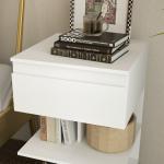Mesa de Cabeceira Mesa Auxiliar com 1 Gaveta e 2 Prateleiras Abertas para Quarto Sala Estilo Moderno 39x39x65 cm Branco