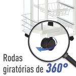 Carrinho de cozinha de 5 níveis com gaveta Cestas Rodas 47x37x83 Branco