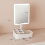 Espelho de Maquilhagem com Luz LED Espelho de Toucador Recarregável com 2 Modos de Iluminação Rotação de 180° 22x13,8x38 cm Branco