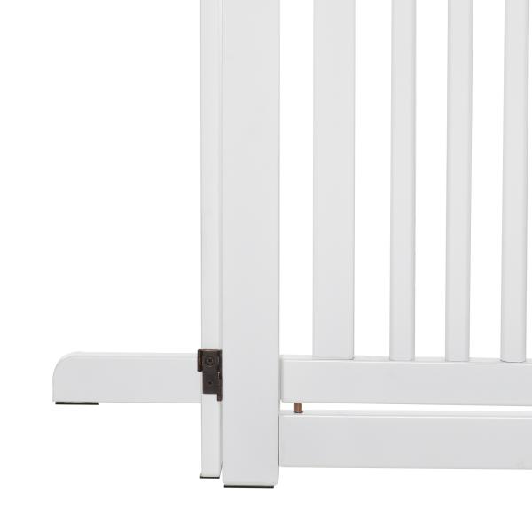 Barreira para Cães de Madeira Barreira para Animais de Estimação Dobrável de 3 Painéis com 1 Porta e Pés de Apoio 155x35,5x76 cm Branco