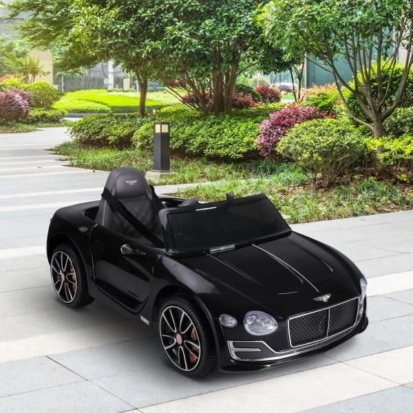 Bentley GT elétrico licenciado para crianças de 3 - 5 anos 2 velocidades com controle remoto farois musica preto