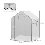 Cobertura de Substituição para Estufa 140x143x190 cm com Janela Porta Anti - UV Proteção de Plantas para Jardim Branco