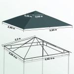 Toldo de Substituição de 3x3m para Pérgola de Jardim com 8 Orifícios de Drenagem e Ventilação Cinza