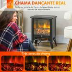 Lareira Decorativa Independente 1800 W com Efeito de Chama LED Baixo Ruído e Proteção contra Sobreaquecimento Preto