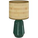 Candeeiro de Mesa com Base de Cerâmica e Ecrã de Linho Estilo Retro com Interruptor E27 40W Verde e Madeira