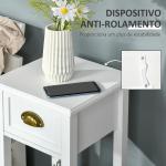 Mesa de Apoio com Gaveta e Prateleira de Armazenamento Estilo Moderno 30x30x75cm Branco