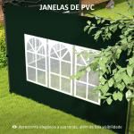Conjunto de 2 Paredes Laterais para Tendas de 3x3m e 3x6m Paredes Laterais com Janelas Transparentes 293x193cm Verde Escuro