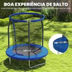 Trampolim Infantil Ø183 cm, para Crianças com Rede de Segurança Barras Acolchoadas Capa de Segurança e Estrutura de Aço Azul
