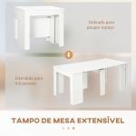 Mesa de Jantar Extensível para 4 - 6 Pessoas com Lateral Abatível Mesa Auxiliar Multifuncional 180x85x75cm Branco