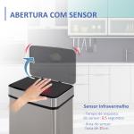 Balde de Lixo 72L com Abertura Automática de Aço Inoxidável e Reciclagem para Cozinha 42x30x81 cm Prata