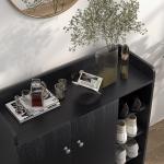 Sapateira com 2 Portas Prateleiras Interiores e 4 Prateleiras Exteriores com Altura Ajustável 83x30x90 cm Preto