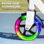 Trotinete Dobrável para Crianças de 3 - 8 Anos com Luzes LED Guiador com 4 Alturas Ajustáveis Travão Traseiro e de Mão 73x36x73 - 89 cm Branco