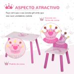 Conjunto de Mesa e 2 Cadeiras Infantis de madeira para crianças acima de 2 anos Set de Mesa 55x34x42cm e Cadeiras 28x26x50cm Rosa