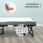 Cama Dobrável 200x75x42,5 cm Cama de Campismo Portátil com Colchão Individual Rodas e Freios Carga Máxima 150 kg para Dormitórios Branco