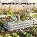 Caixa de Plantio de Aço Galvanizado para Cultivar Plantas Flores Floreira Exterior Retangular com Fundo Aberto 120x60x30,5 cm Prata