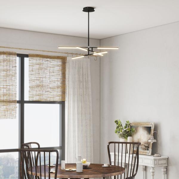 Candeeiro Suspenso Moderno Candeeiro de Teto LED com Ângulo de Luz Ajustável Pantalla de Acrílico Ø100x79 cm Preto