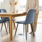 Conjunto de 4 Cadeiras de Jantar Modernas Cadeiras de Cozinha Estofadas em Veludo com Pés de Aço 45x54x87 cm Azul Claro