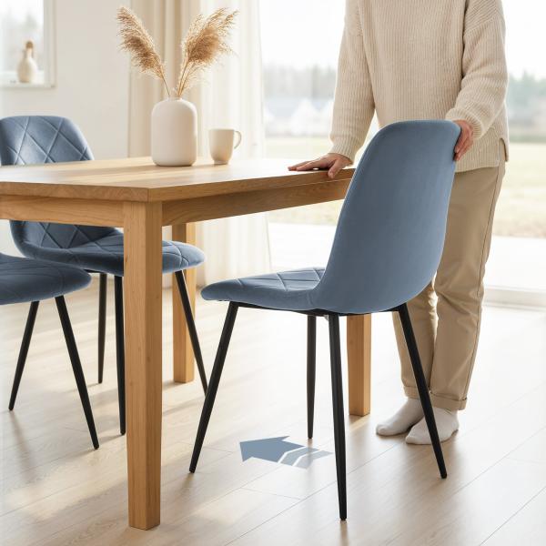 Conjunto de 4 Cadeiras de Jantar Modernas Cadeiras de Cozinha Estofadas em Veludo com Pés de Aço 45x54x87 cm Azul Claro