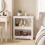 Vitrina Expositora para Coleções com 2 Níveis e Portas em Acrílico para Figuras, 59,5x30x73 cm, Branco