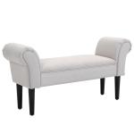 Banco de Pé de Cama Banco com Braços Curvados Estofado e Pés de Madeira Carga Máxima 130kg 102x31x51cm Creme