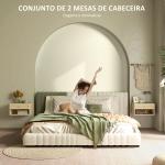 Conjunto de 2 Mesas de Cabeceiras Suspensas com Compartimento Aberto e Gaveta com Frente em Vime 40x34x23 cm Madeira