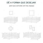 Recinto para Pequenos Animais Modular de Metal com 12 Painéis e 24 Conectores para Coelhos Porquinhos da Índia 105x105x45 cm Branco