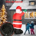 Pai Natal Insuflável 240 cm com Bastão Luzes LED e Inflador Elétrico Decoração Natalícia para Exteriores e Interiores Multicor