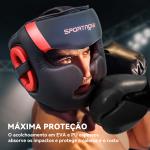 Capacete de Boxe com Correia Ajustável Protetor de Cabeça para Artes Marciais Karate Tamanho L Vermelho e Preto