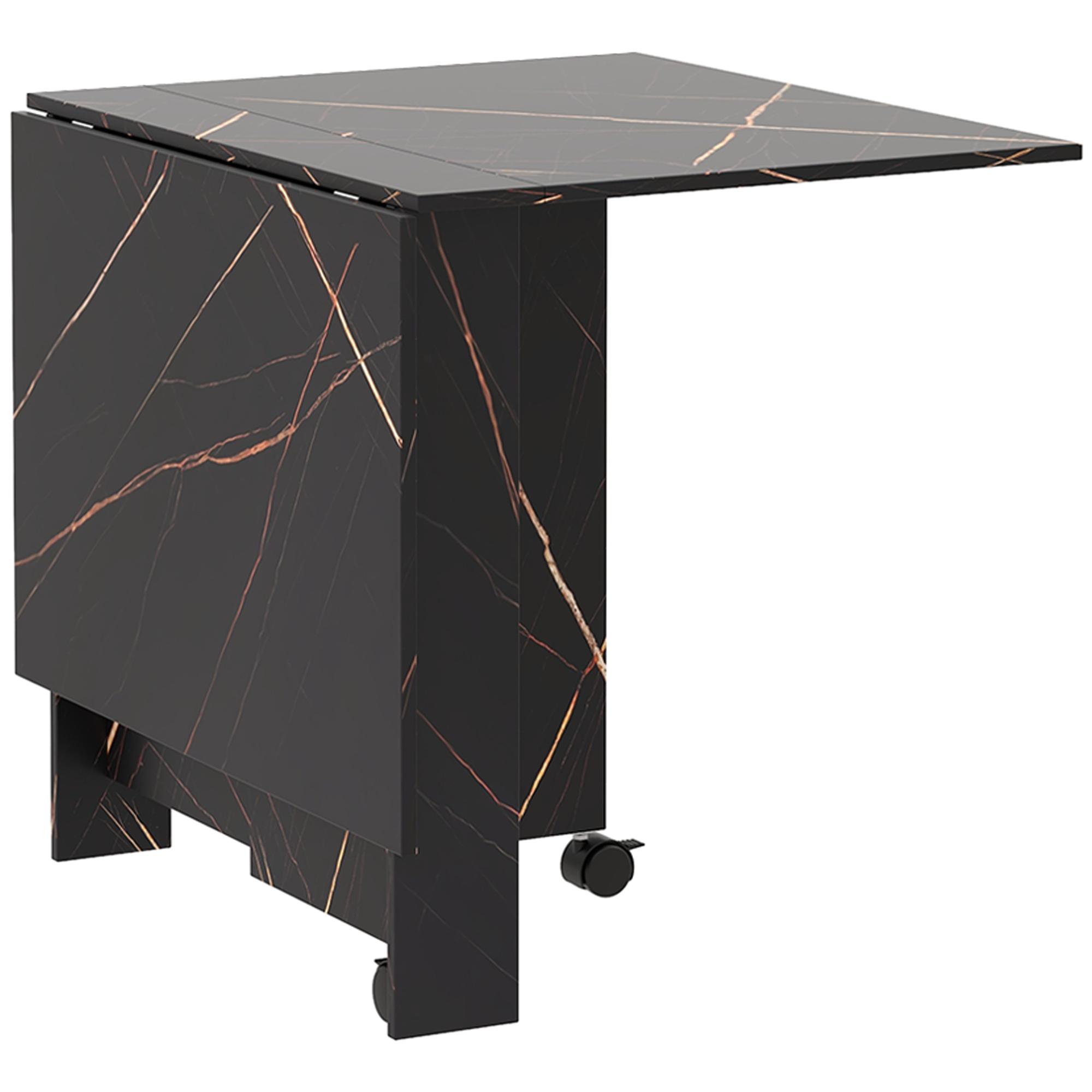 Mesa de Sala de Jantar Dobrável com Rodas Mesa Multifuncional para Sala de Jantar 120x80x73 cm Preto