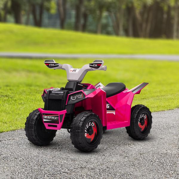 Quadriciclo Elétrico para Crianças Veículo Elétrico a Bateria de 6V com Velocidade de 2,5 km/h 70x41,5x48,5 cm Rosa