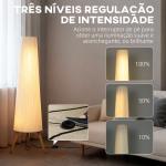 Candeeiro de Pé com Tripé Brilho Ajustável 3 Níveis Interruptor de Pé Pernas de Madeira e Ecrã de Tecido 46x46x153 cm Branco