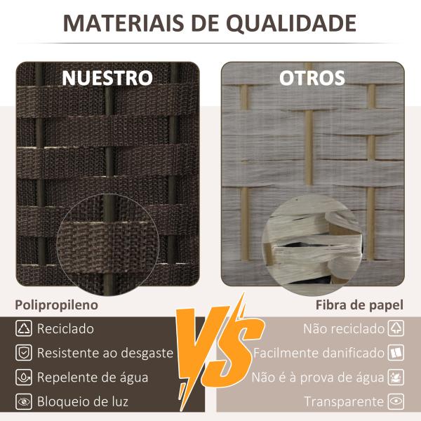 Biombo de 6 Painéis Separador de Ambientes Dobrável 240x1,6x170 cm para Sala de Estar Dormitório Escritório Marrom