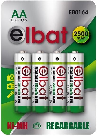 Blister 4x Pilhas Recarregáveis LR6 AA 1,2V 2500mAh Ni - MH - ELBAT