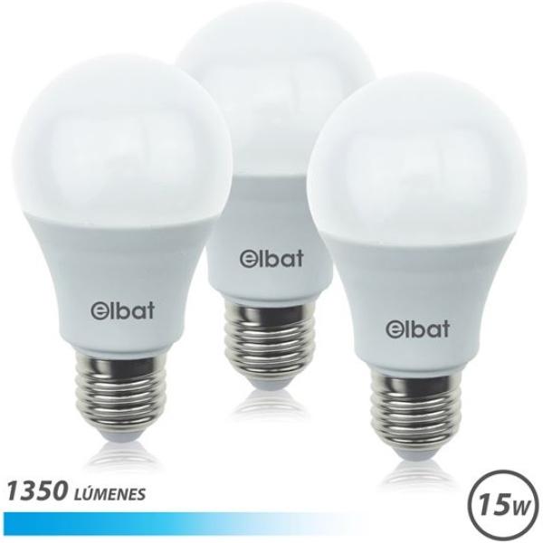 Pack 3x Lâmpadas LED A60 15W 1350LM E27 6500K - ELBAT