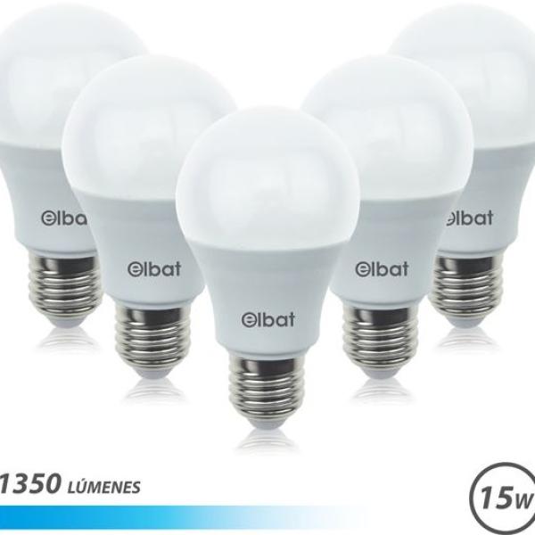 Pack 5x Lâmpadas LED A60 15W 1350LM E27 6500K - ELBAT