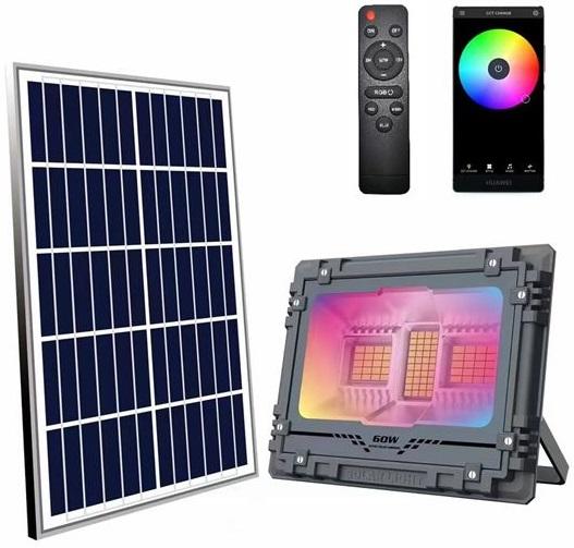 Projetor LED RGB 60W 515Lm + Painel Solar c/ Comando - ELBAT