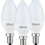Pack 3x Lâmpadas LED E14 C37 6W 6000K 500Lm - ELBAT