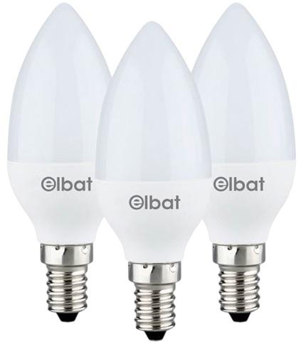 Pack 3x Lâmpadas LED E14 C37 6W 6000K 500Lm - ELBAT