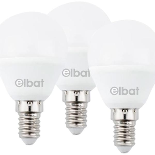 Pack 3x Lâmpadas LED E14 G45 6W 6000K 500Lm - ELBAT