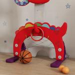 Tabela de Basquetebol 5 em 1 com Altura Ajustável Futebol Golf Aros Jogo de Lançamento 46x51x134 - 152 cm Vermelho