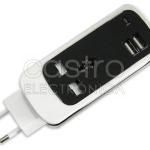 Tomada c/ 2 Saídas USB + Adaptador Ficha Inglesa (1,5 mts)