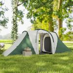 Tenda de Campismo Familiar para 4 - 6 Pessoas com 2 Dormitórios Impermeável 3000 mm com Bolsa 555x225x190 cm Cinza e Verde