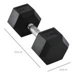 Haltere Hexagonal 12,5 kg em Ferro Fundido Pesos de Aço Revestidos a Borracha com Pega Texturizada para Musculação Preto