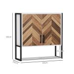 Armário de Parede para Casa de Banho com 2 Portas Prateleiras Ajustáveis e Prateleira Aberta 59x20x60 cm Branco e Madeira