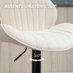 Conjunto de 2 Bancos de Bar Giratórios com Altura Ajustável 62 - 83 cm, Revestidos em Chenille, com Encosto e Apoio para os Pés, Bege