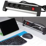Extensão Tripla + 2x USB c/ Interruptor (1,4 mts) p/ Secretárias, Balcões,... - PEREL