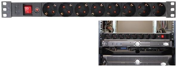 Extensão Octupla p/ Rack 19 1U 3680W c/ Interruptor (2,15 mts) - PEREL