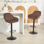 Conjunto de 2 Bancos de Bar Giratórios Bancos Altos de Cozinha com Altura Ajustável 50,5x50x87 - 107 cm Marrom