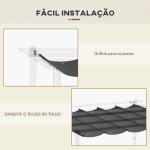 Cobertura para Pérgola 2,5x2,55 m Teto de Substituição Retrátil para Pérgola com 10 Orifícios de Drenagem Cinza Escuro